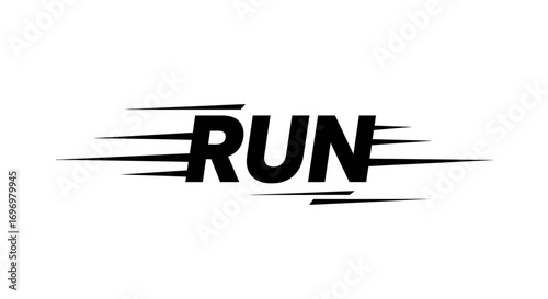 Bold Black "RUN" Text with Speed Lines