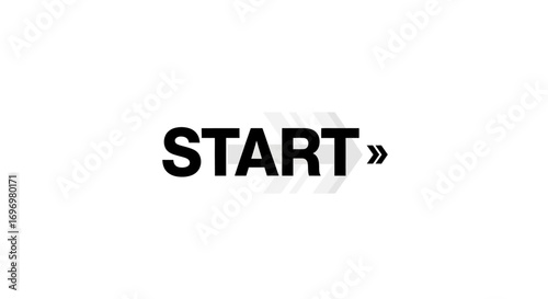 Bold "START" Text with Arrow Symbol on White