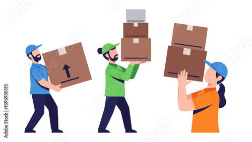 Logistical Harmony: Illustrating seamless coordination between delivery personnel, each individual navigates their responsibilities with precision.