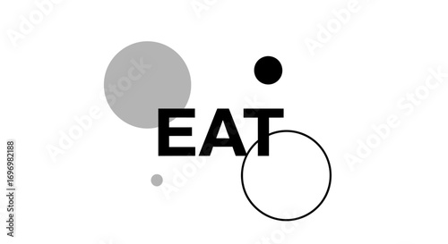 Bold "EAT" Wordmark with Geometric Shapes.
