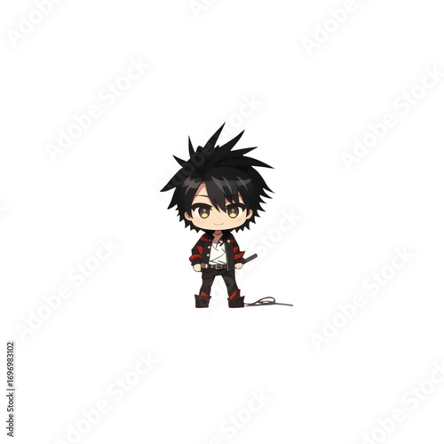 Chibi boy with spiky black hair and casual outfit
