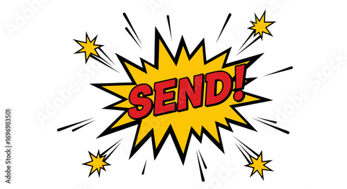 Comic Book Style "SEND!" Explosion with Stars and Speed Lines