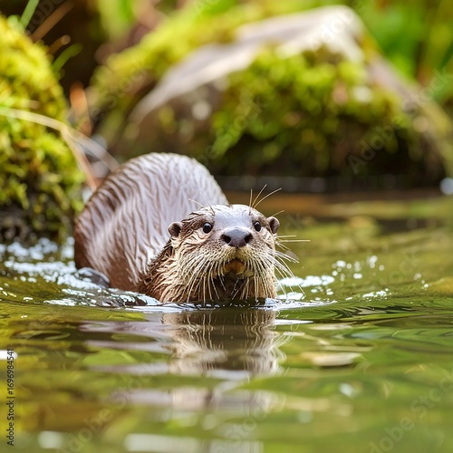 Wildlife otter in water