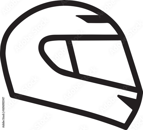 Full-Face Motorcycle Helmet – Minimalist Line Art Safety Illustration