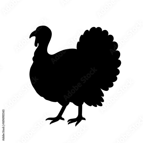 Turkey bird silhouette. Vector flat illustration for Thanksgiving