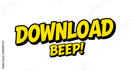 Bold Yellow "DOWNLOAD BEEP!" Text Graphic