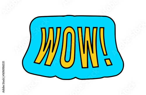 Wow! Vector lettering in a vibrant pop art design. A fun and expressive cartoon graphic isolated on a white background for communication and design projects