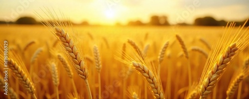 Golden barley field ready for harvest, sunlit stalks swaying gently in the breeze Abundant crop, ripe and ready for reaping Agricultural scene, rural landscape , harvesting, agricultural land