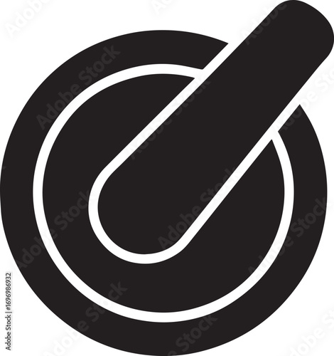 Mortar and Pestle Icon – Black & White Stylized Symbol for Culinary & Herbal Use