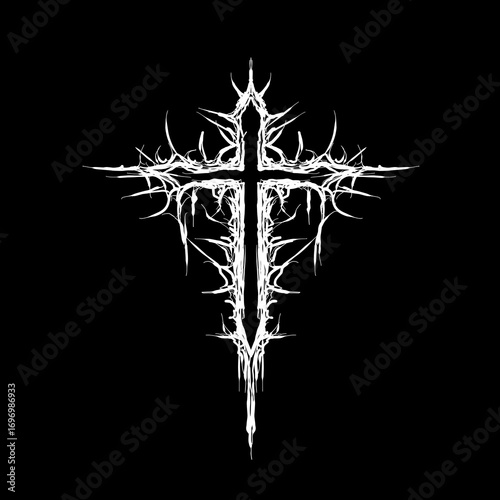 Abstract dark Cross symbol vector design for tattoo, dark wear print apparel, and gothic decoration element
