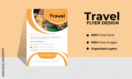  Modern Travel agency  poster Flyer Template a4 – Editable Vacation & Tourism Brochure Design for Promotions & Events (PSD, AI, Print-Ready)