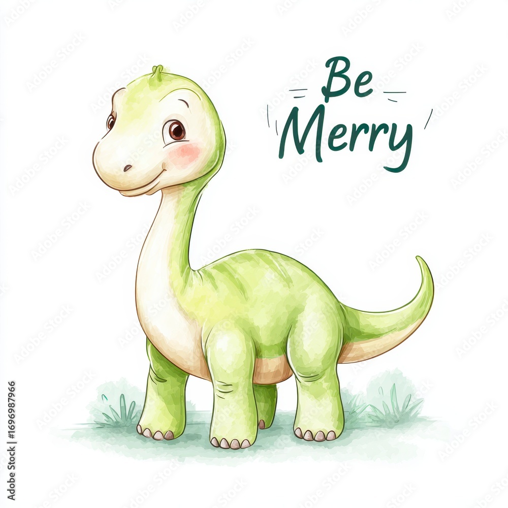 Naklejka premium An illustration of a cute Dinosaur, it has a speech bubble above its head that says 