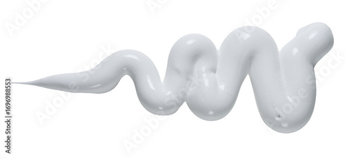 A wavy, curved strip of white thick paint or cream, isolated background.