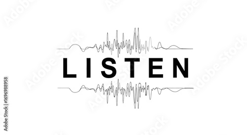 "Listen" Wordmark with Sound Wave Graphic Design