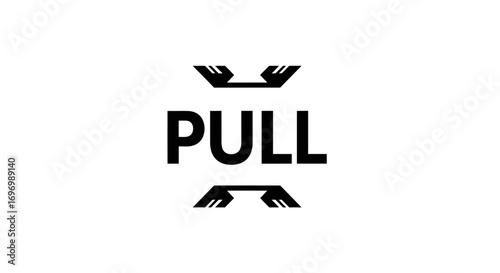 Black and White Pull Sign with Arrow Design Elements
