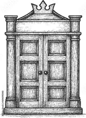 Palace door line arts vector design