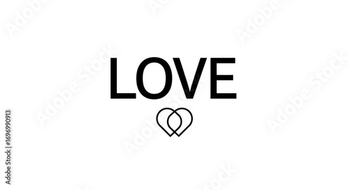 Simple Black and White "LOVE" Text and Hearts