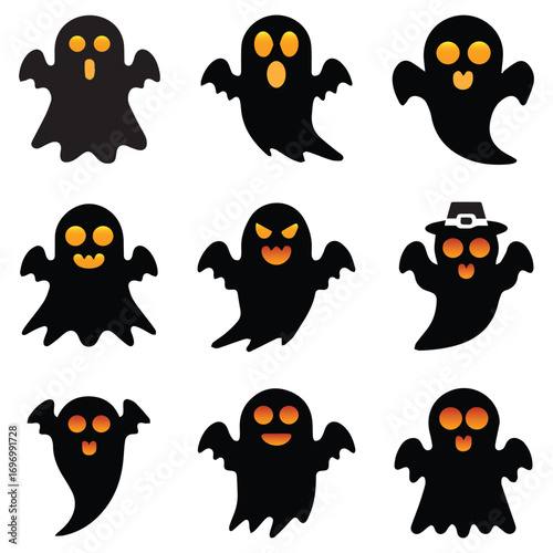 Halloween ghost collection with different face expression