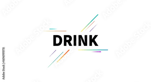Bold "DRINK" Text with Colorful Abstract Lines on White Background