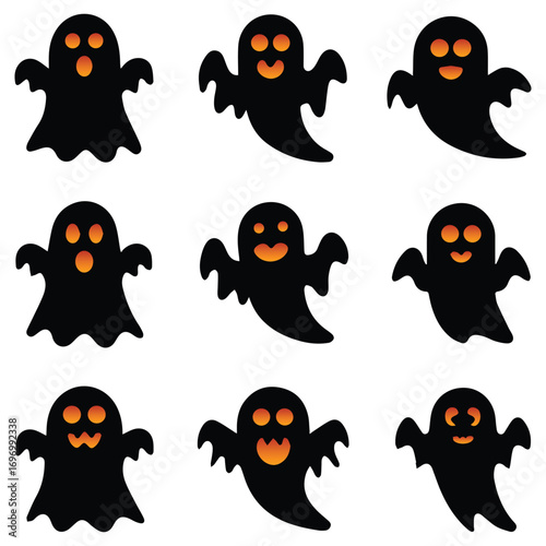 Halloween ghost collection with different face expression