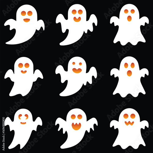 Halloween ghost collection with different face expression