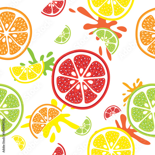 set of citrus lemon, lime, orange, grapefruitt. Vector illustration for greeting card, poster, or print on clothes.