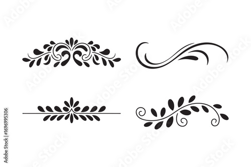 Elegant black flourish and swirl decorative elements