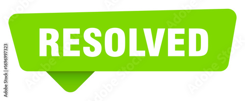 resolved green sign isolated on transpatent background. resolved sticker