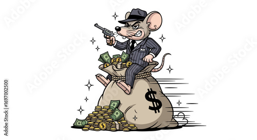 Rat Gangster with Money Bag and Gun