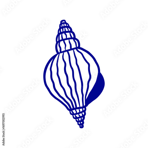 Seashell hand drawn graphic illustration. Simple marine shell. Graphic vector element