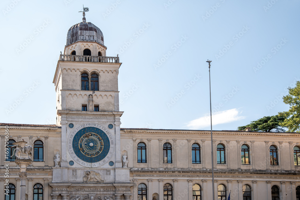 Obraz premium Torre dell'Orologio historical astronomical clock tower at the University of Padua by the piazza dei signori square