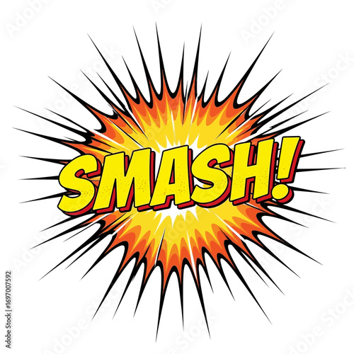 Comic Book "SMASH!" Explosion Graphic Illustration.