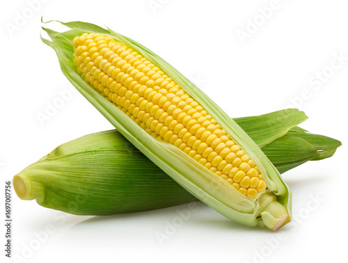 Two ear of corn isolated on white background