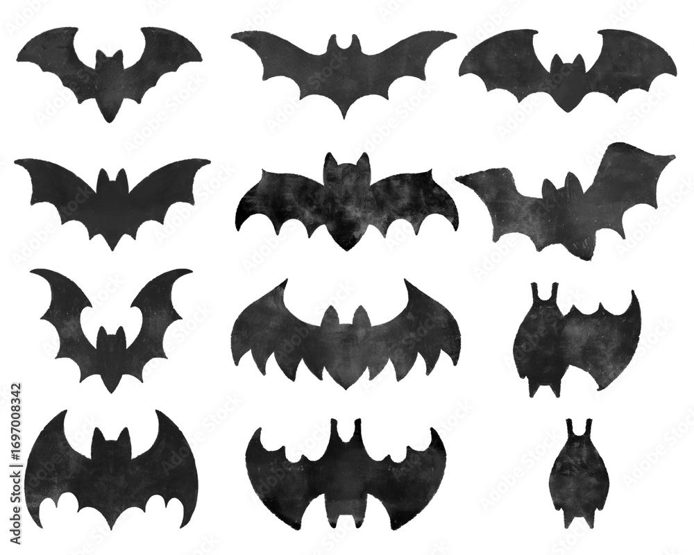 Fototapeta premium 水彩風コウモリイラスト 飾り枠 秋のフレーム ハロウィンの招待状・カードデザイン・ポスター・和風デザインの装飾