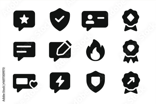 Solid Style Badges. Solid style icons of comment tags and badges: top comment tag, mod reply badge, author label, featured badge,