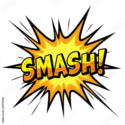 Comic Book Style "Smash!" Explosion with Dynamic Energy Burst