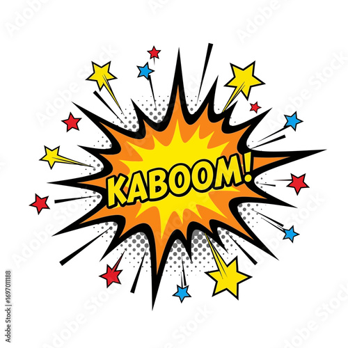 Colorful Comic Book "Kaboom!" Explosion with Stars