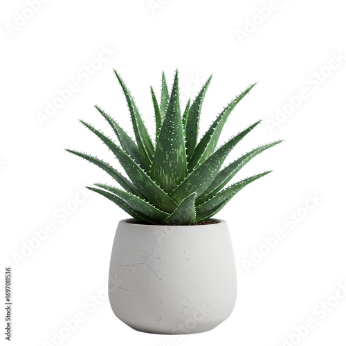 Aloe Vera Plant in Modern Pot: Vibrant Green Succulent