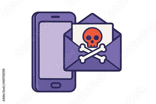 A mobile icon depicting a spam email virus highlights the risks of online threats; enhance your cybersecurity projects with this striking 3D render illustration