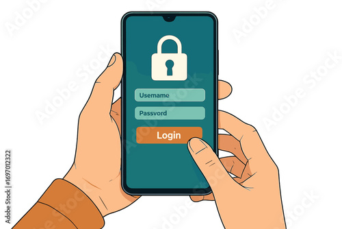 Wallpaper Mural The concept of cybersecurity, internet, and networking is illustrated by a close‑up of a hand holding a smartphone, emphasizing information security, encryption, and secure access to personal data Torontodigital.ca