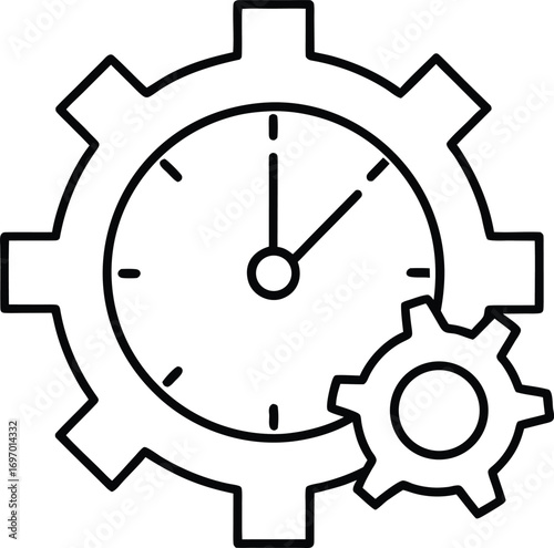 clock outline with gear inside for time optimization.