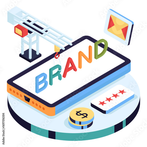 A colored design illustration of mobile brand