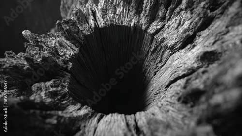 Closeup hollow tree trunk