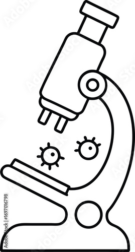microscope outline with tiny germs visible.