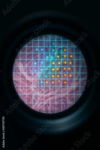 A visualization of single-cell spatial transcriptomics on a tissue slide.