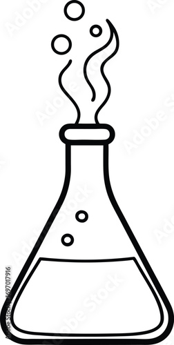 outline of conical flask with chemical smoke.