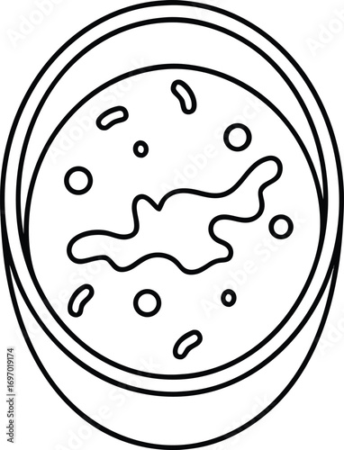 outline of petri dish with bacteria culture.