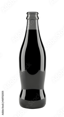 3D black glass soda bottle