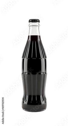 3D black glass soda bottle