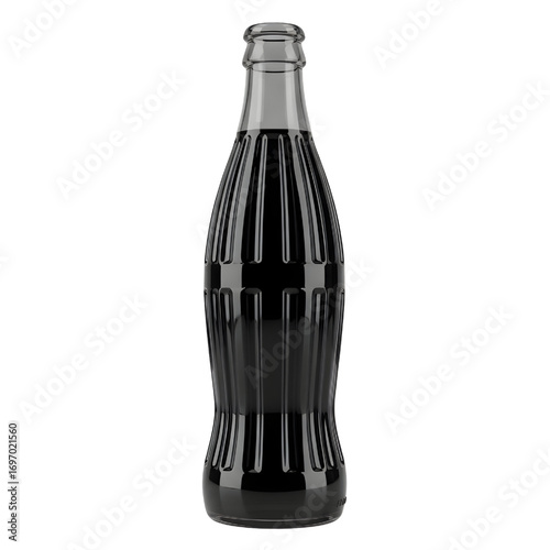 3D black glass soda bottle